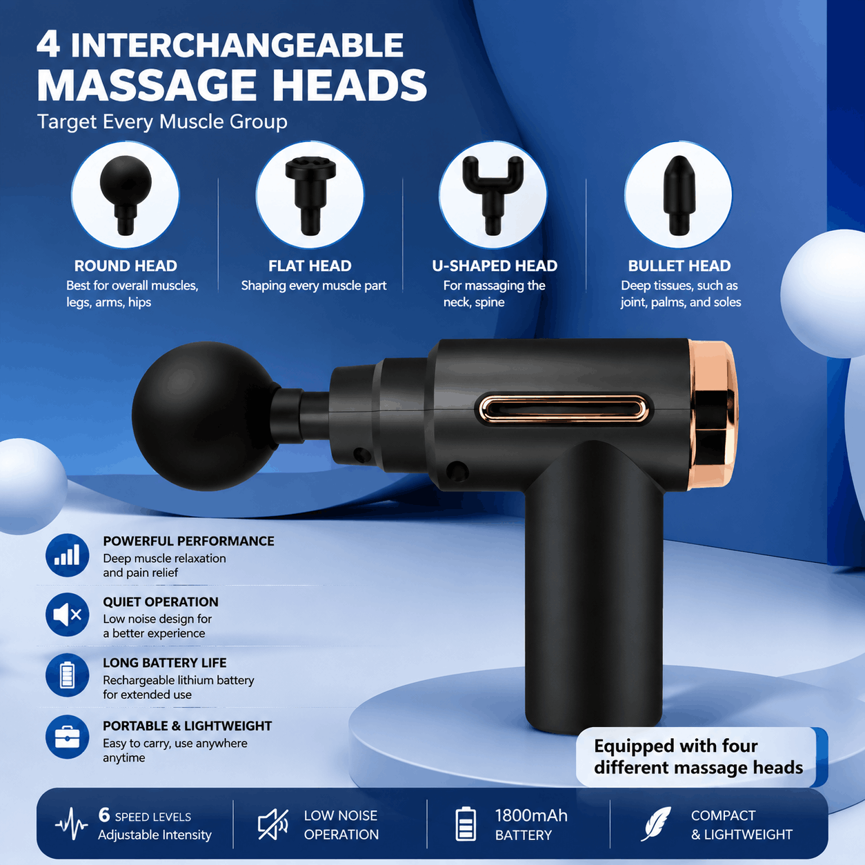SL-720 Mini Rechargeable Deep Tissue Therapy Massage Gun – 6 Speed Portable Body Massager - Image 2
