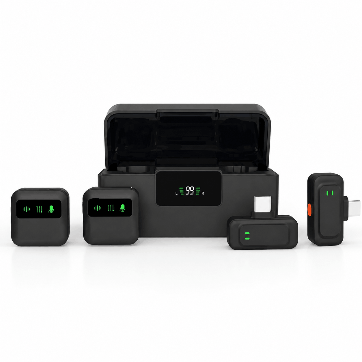 J22 4-in-1 Wireless Lavalier Microphone with Lightning, Type-C, USB & Camera Receiver - Image 2