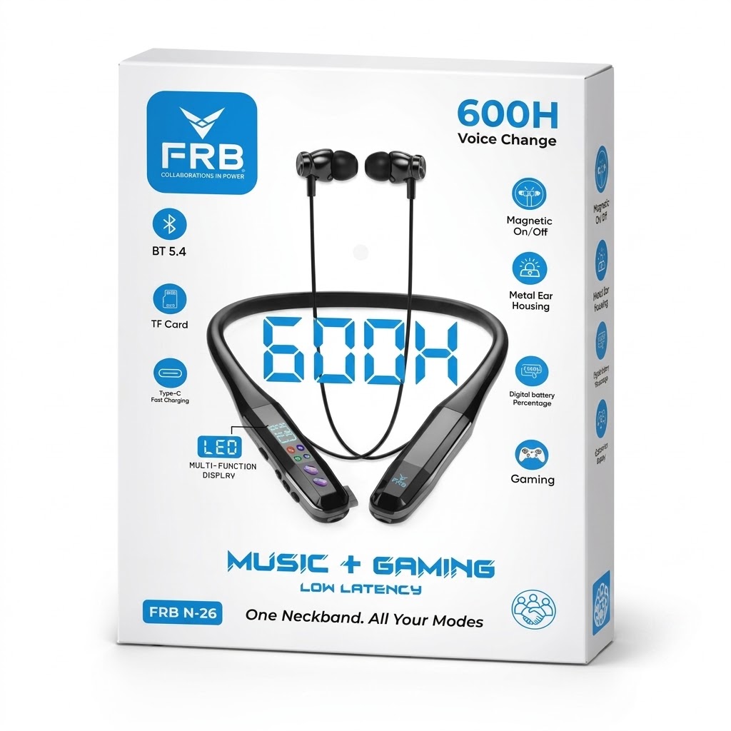 FRB N-26 Wireless Bluetooth 5.4 Neckband – 600H Standby - Image 5