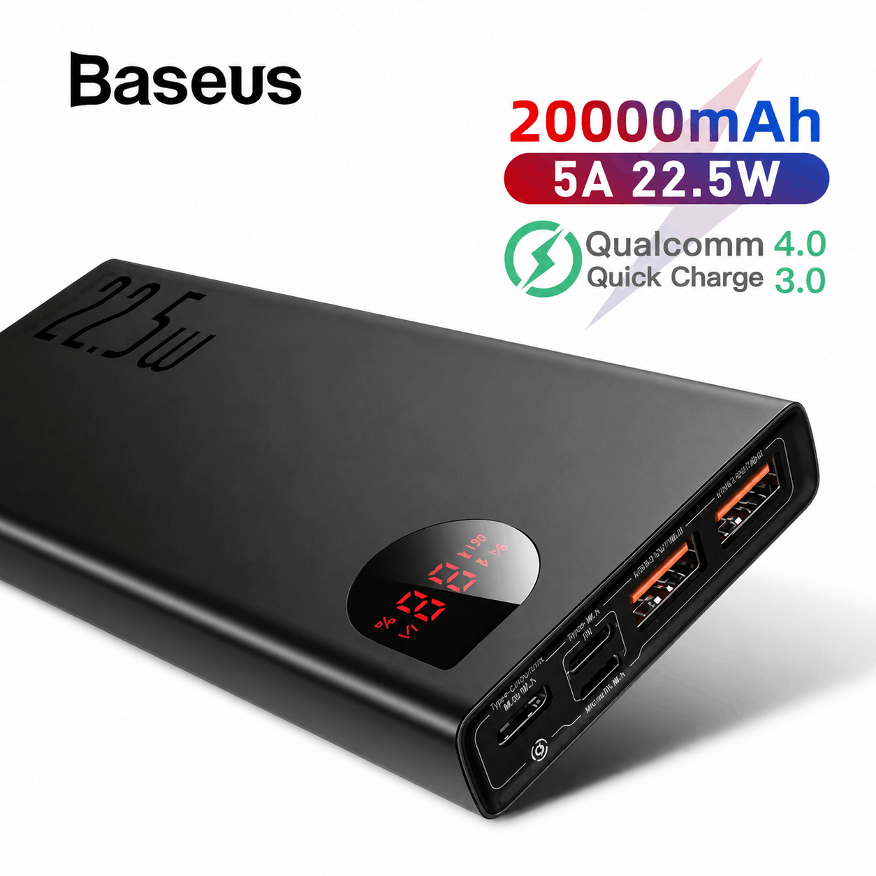 Baseus PPADM20S 20000mah Adaman Metal Fast Charging Power Bank Black (22.5W) - Image 4