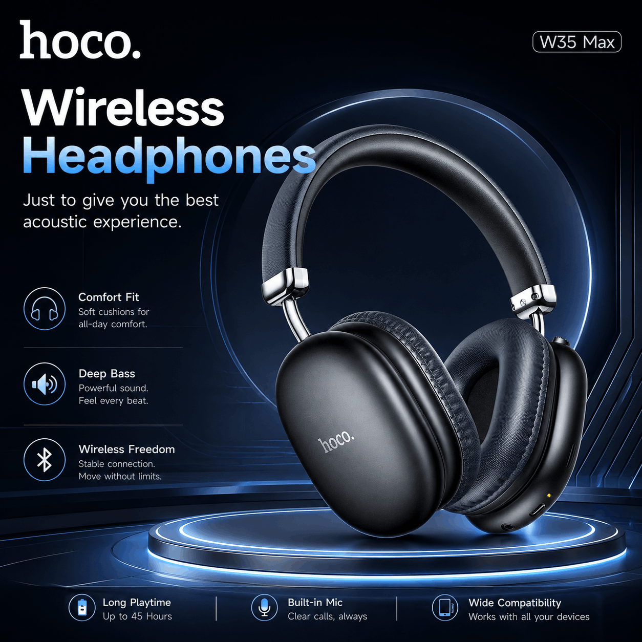 Hoco W35 Max Bluetooth 5.3 Wireless Headphone
