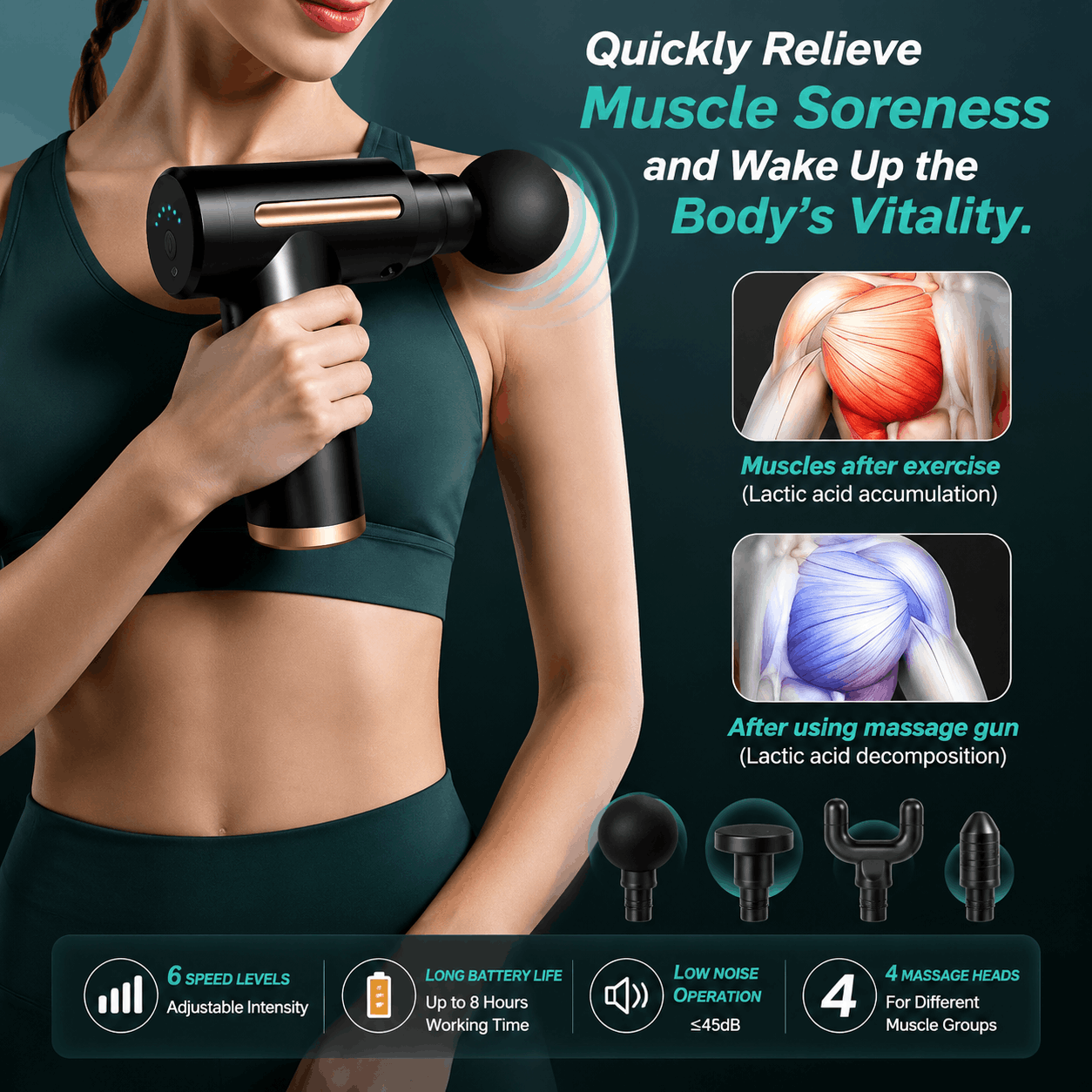 SL-720 Mini Rechargeable Deep Tissue Therapy Massage Gun – 6 Speed Portable Body Massager - Image 4