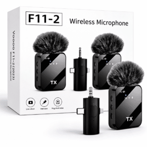 F11-2 Dual Wireless Lavalier Microphone with Noise Cancellation and Clip-On Design