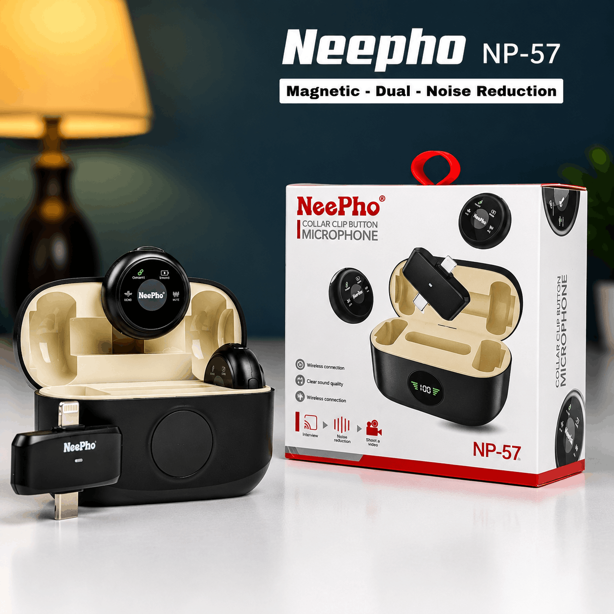 NeePho NP-58 Wireless Collar Clip Lavalier Microphone with Noise Reduction