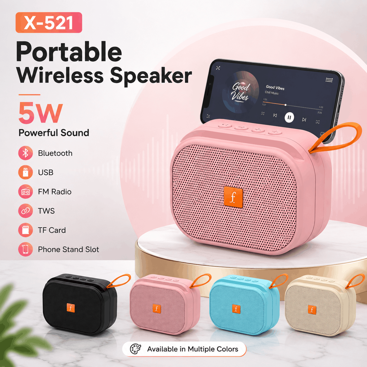 X-521 Portable Wireless Bluetooth Speaker with Hi-Fi Audio