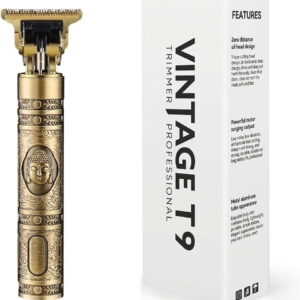 Vintage T9 Professional Trimmer for Men – Gold Metal Body Hair and Beard Clipper Title: