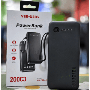 Ven-Dens VD-PB059 20000mAh 18W Power Bank with Built-in Cables