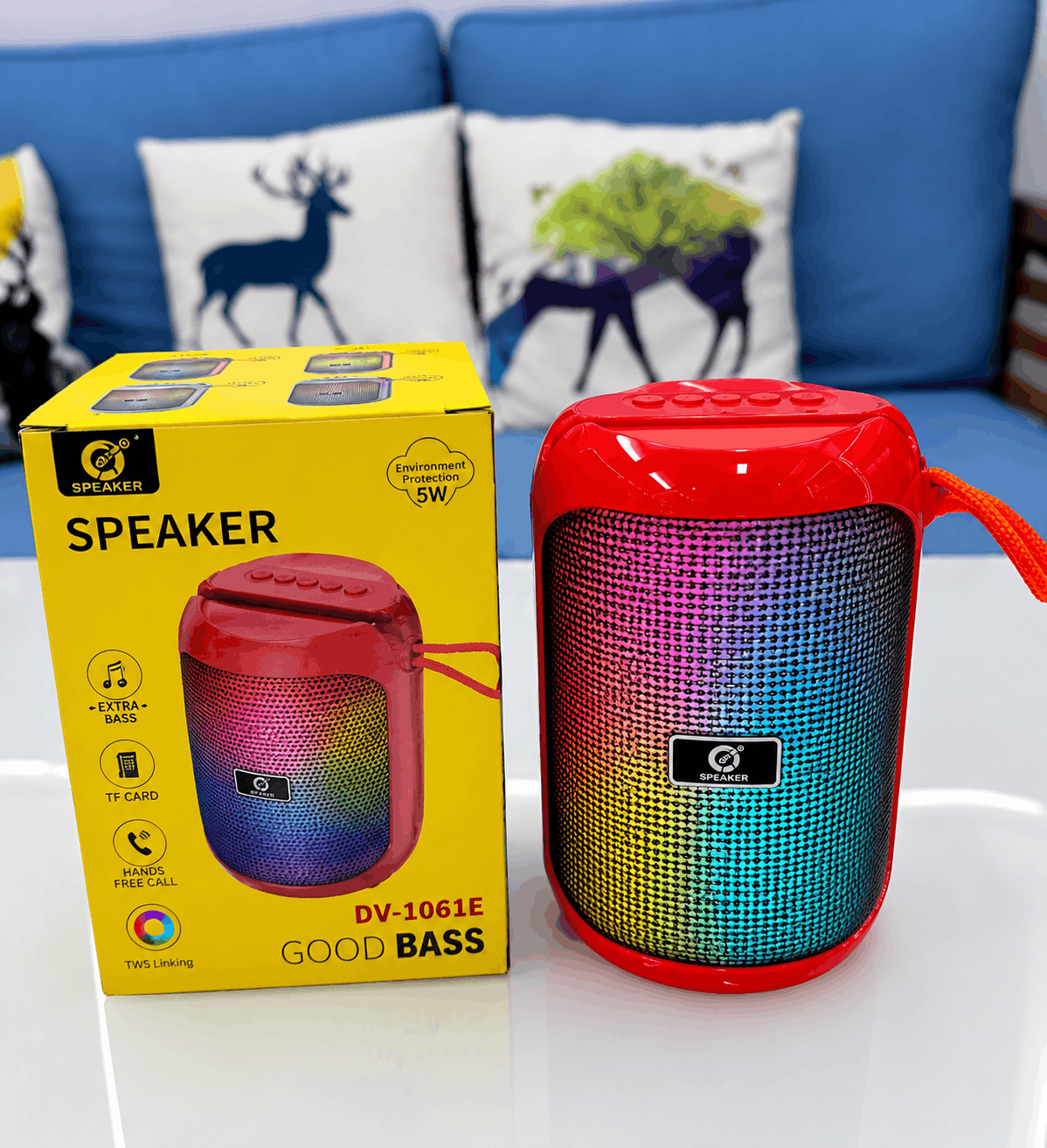 DV-1015 Portable Bluetooth Speaker with RGB Light and Phone Holder