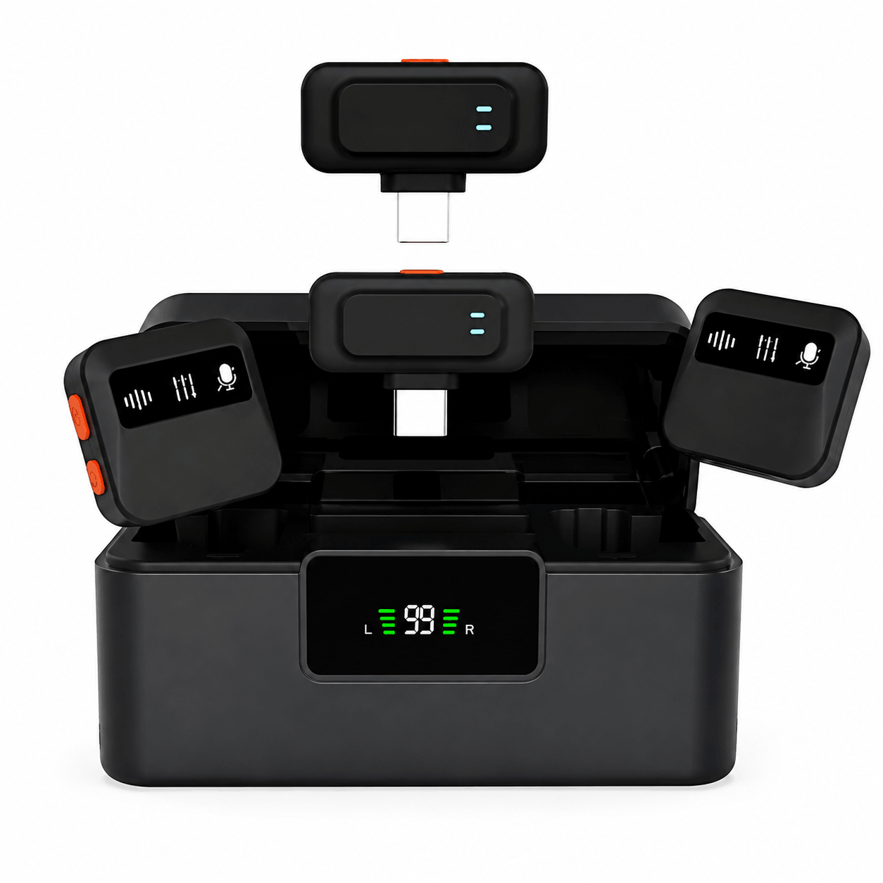 J22 4-in-1 Wireless Lavalier Microphone with Lightning, Type-C, USB & Camera Receiver - Image 3
