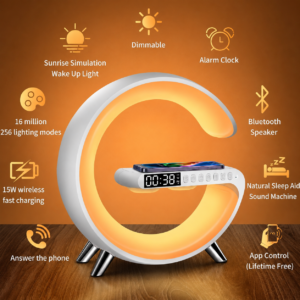 G63 Atmosphere RGB Light Bluetooth Speaker with Wireless Charging and Alarm Clock