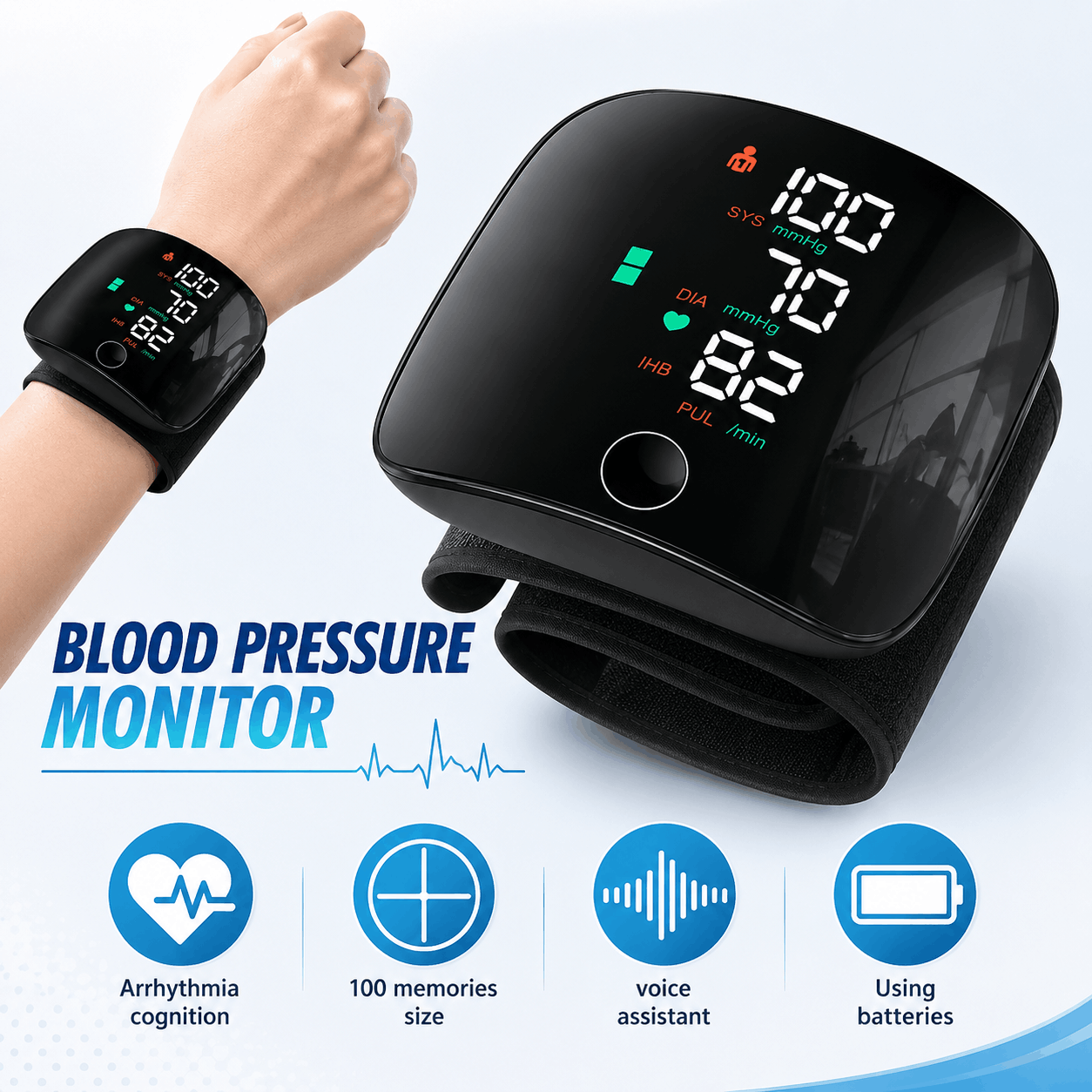Automatic Digital Wrist Blood Pressure Monitor with Heart Rate Monitor | Portable BP Machine - Image 4