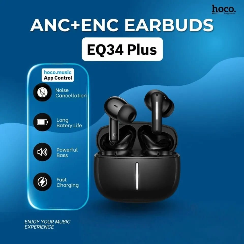 Hoco EQ34 Plus Rima ANC+ENC TWS Earbuds - Image 3