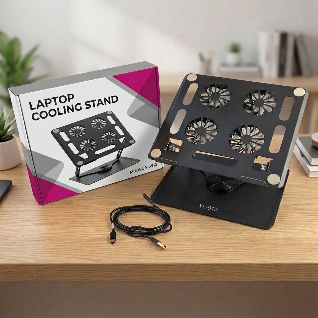 YL-912 360° Rotating Laptop Cooling Stand with Quad Fans - Image 4