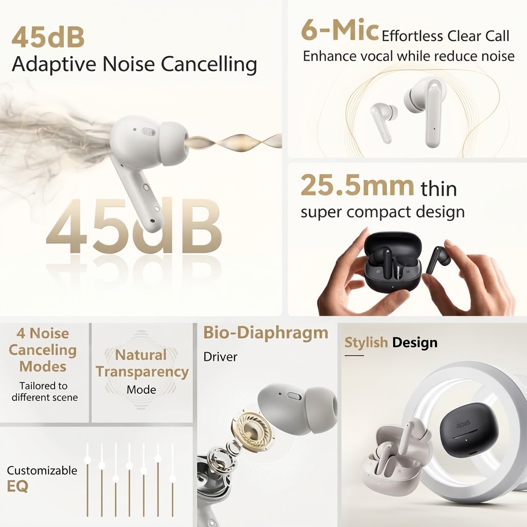 QCY Buds ANC HT15 TWS Earbuds – 45dB Adaptive Noise Cancellation - Image 2