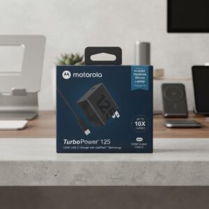 Motorola TurboPower 125W GaN Fast Wall Charger with 6.5A USB-C to USB-C Cable