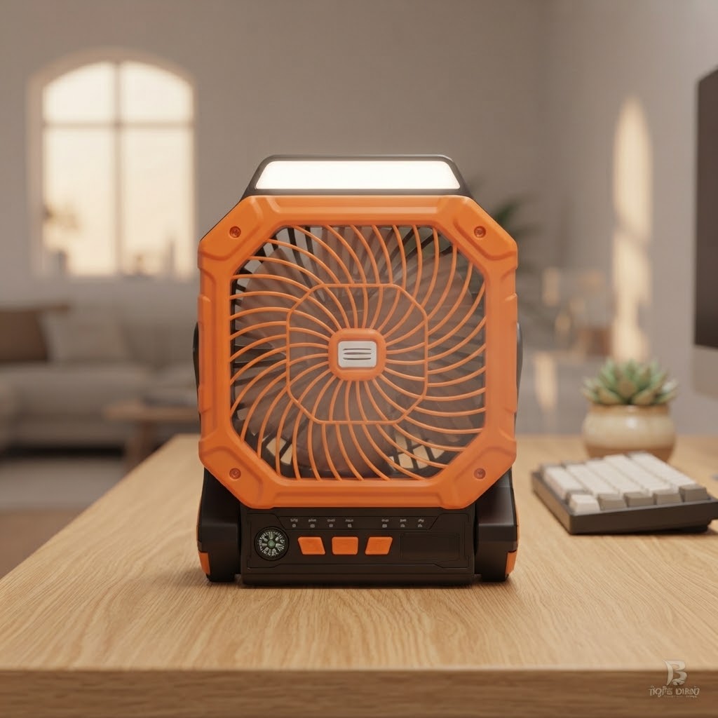 X16 Solar Rechargeable Portable Fan with LED Light - Image 4