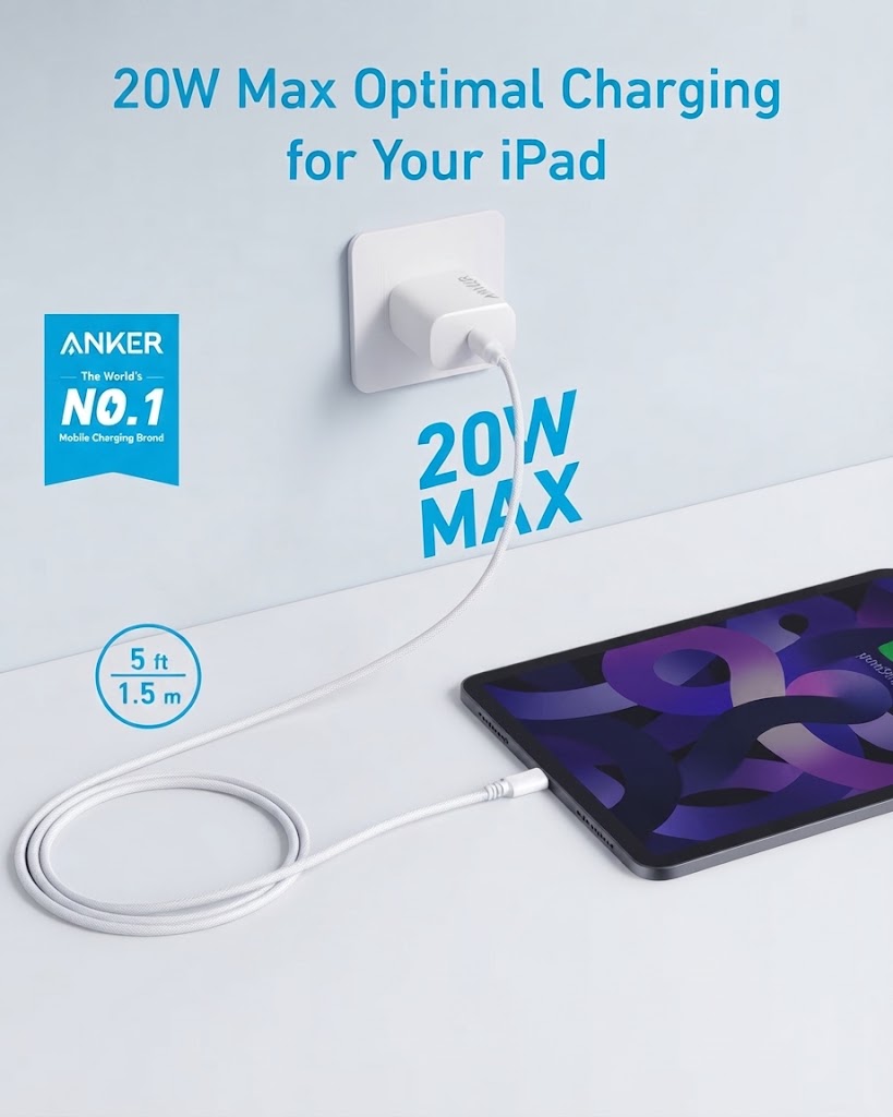 Anker 20W PD Ultra Fast Charging Adapter with USB-C to USB-C Cable - Image 3