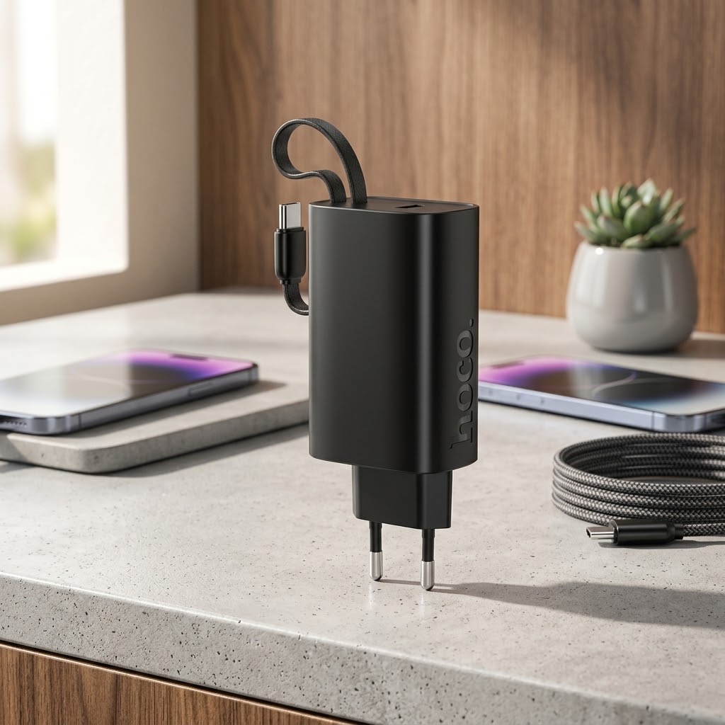 Hoco J148 Handy 5000mAh PD20W Power Bank with Built-in Type-C Cable & LED Display - Image 5
