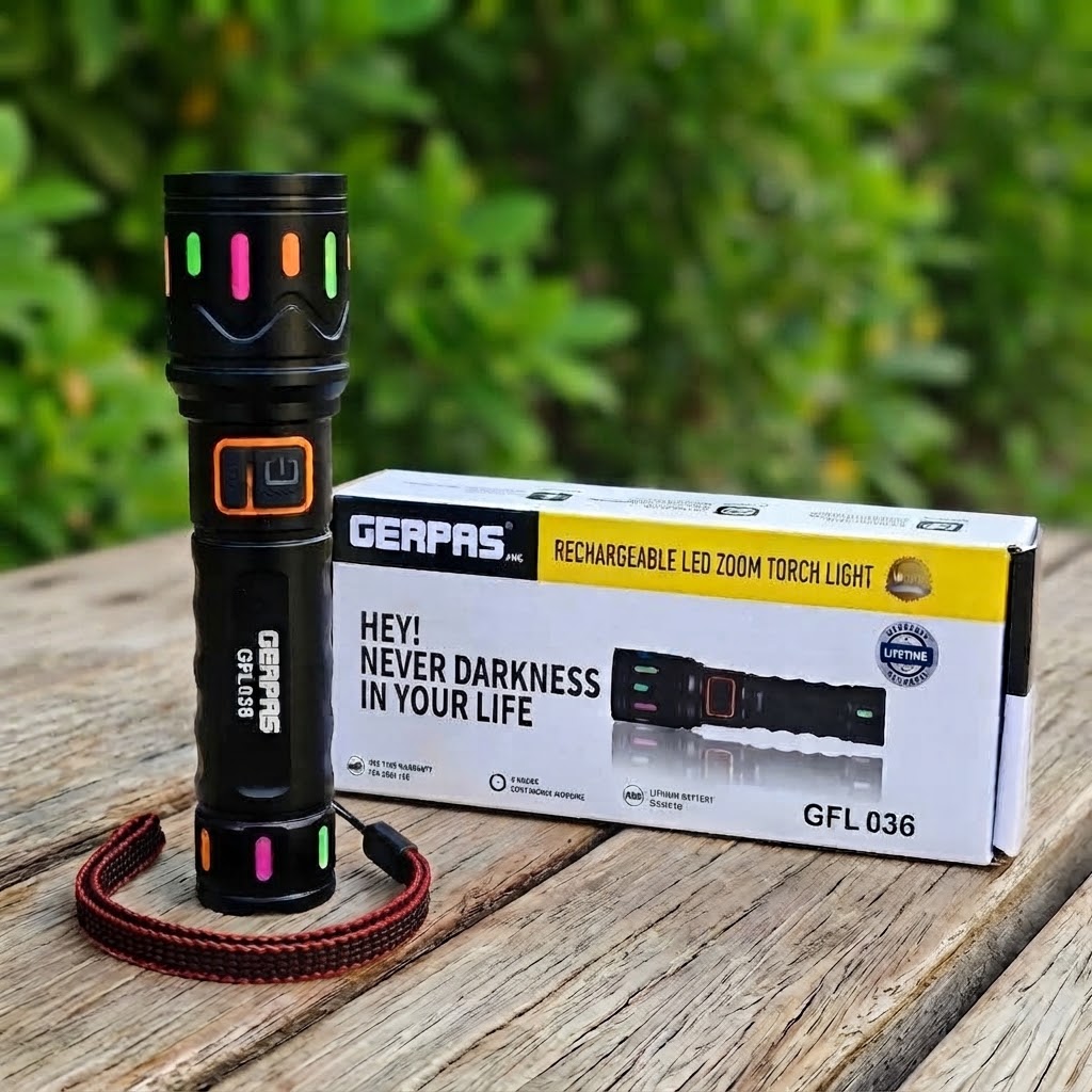Geepas GFL036 Rechargeable LED Torch Light – 3 Modes & Telescopic Zoom - Image 3