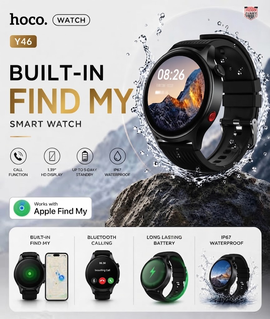Hoco Y46 Smart Watch with Bluetooth Calling & Apple Find My - Image 2