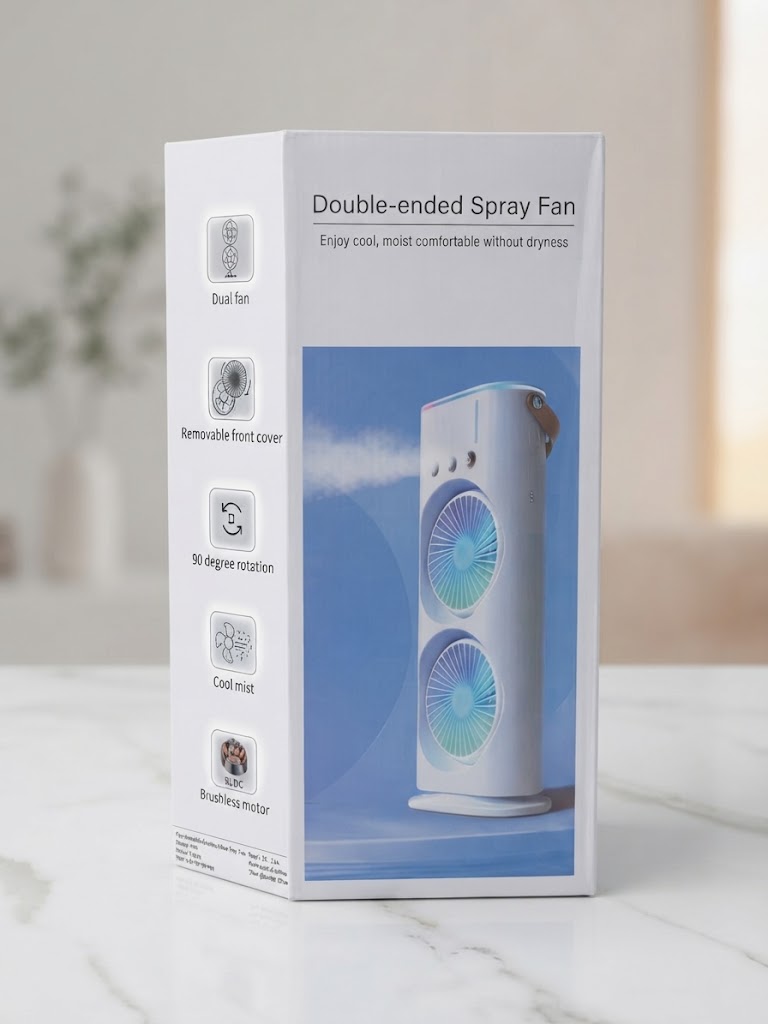 Double-Ended Rechargeable Spray Fan with RGB LED & Remote