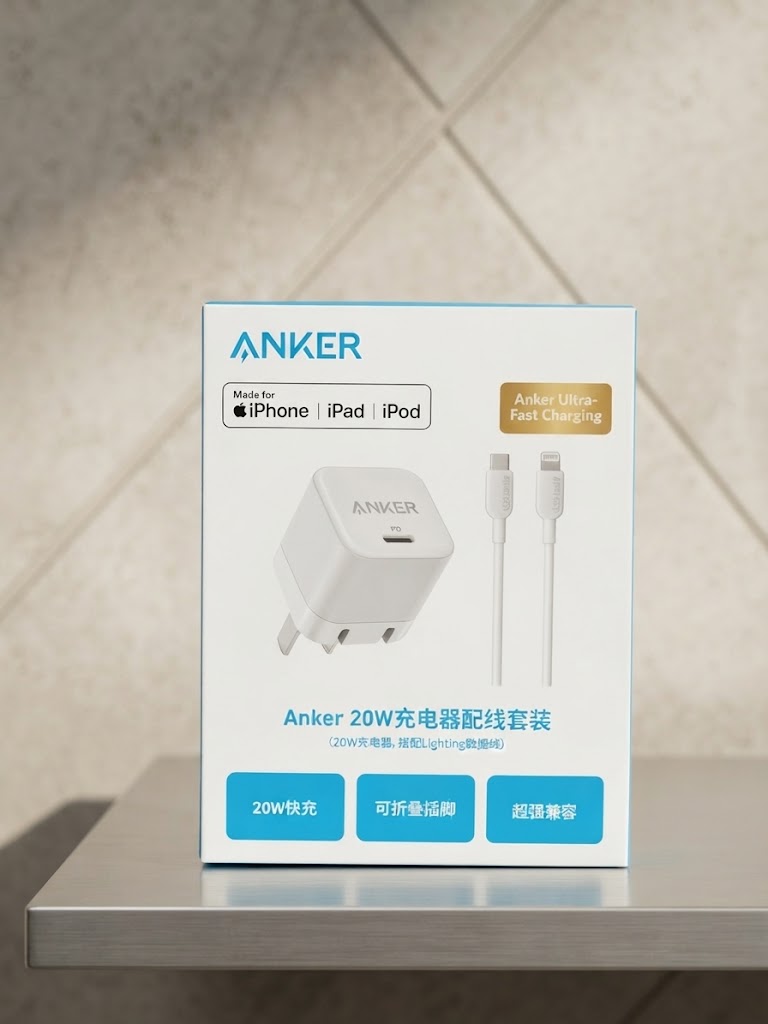 Anker 20W Fast Charging Adapter with USB-C to USB-C Cable for iPhone