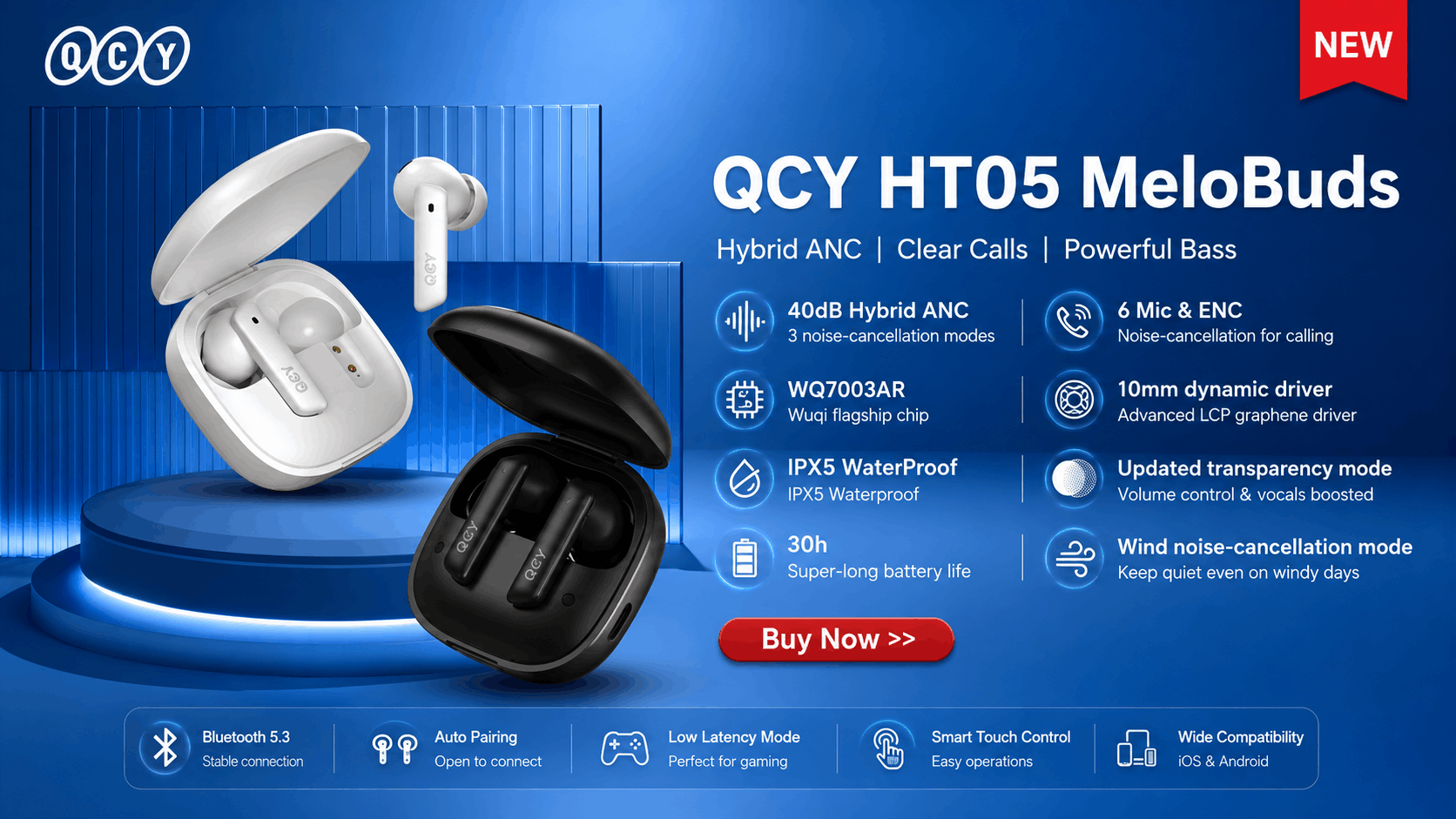QCY HT05 MeloBuds ANC TWS Wireless Earbuds - Image 2