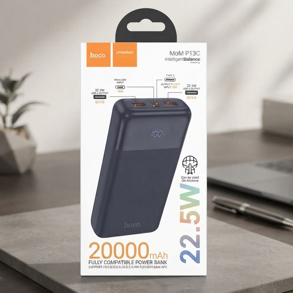 Hoco MOM P13C 20000mAh Fully Compatible Power Bank with Digital Display