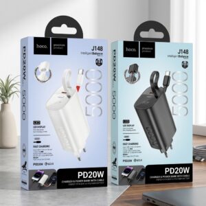 Hoco J148 Handy 5000mAh PD20W Power Bank with Built-in Type-C Cable