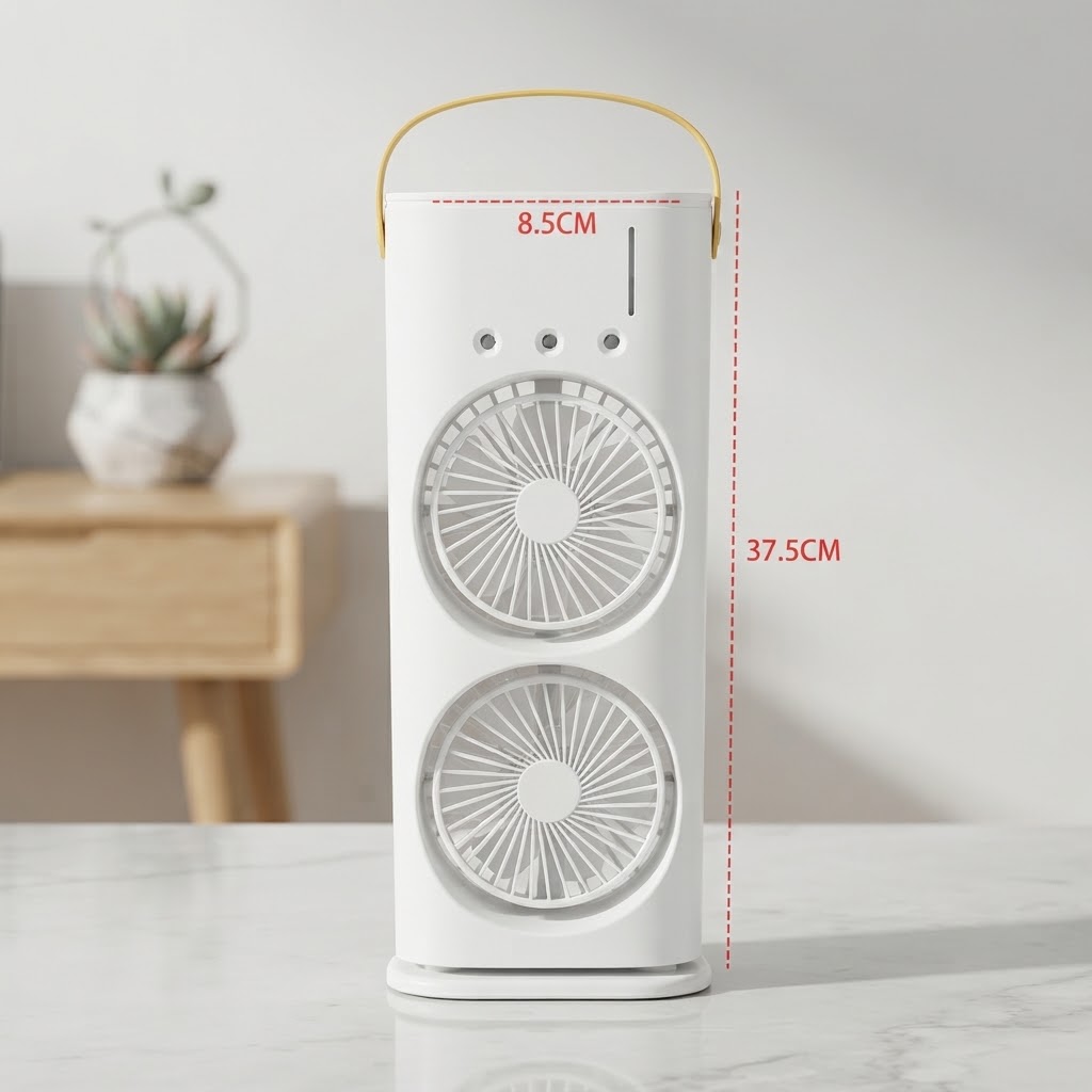 Double-Ended Rechargeable Spray Fan with Remote & LED Light - Image 4