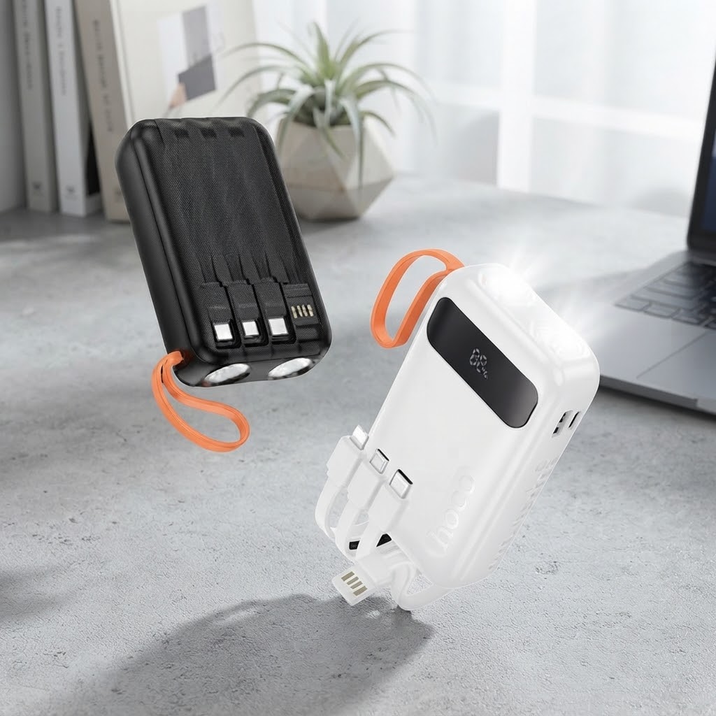 Hoco J151 Spirit 10000mAh 10W Power Bank with 4 Built-in Cables & LED Display - Image 4