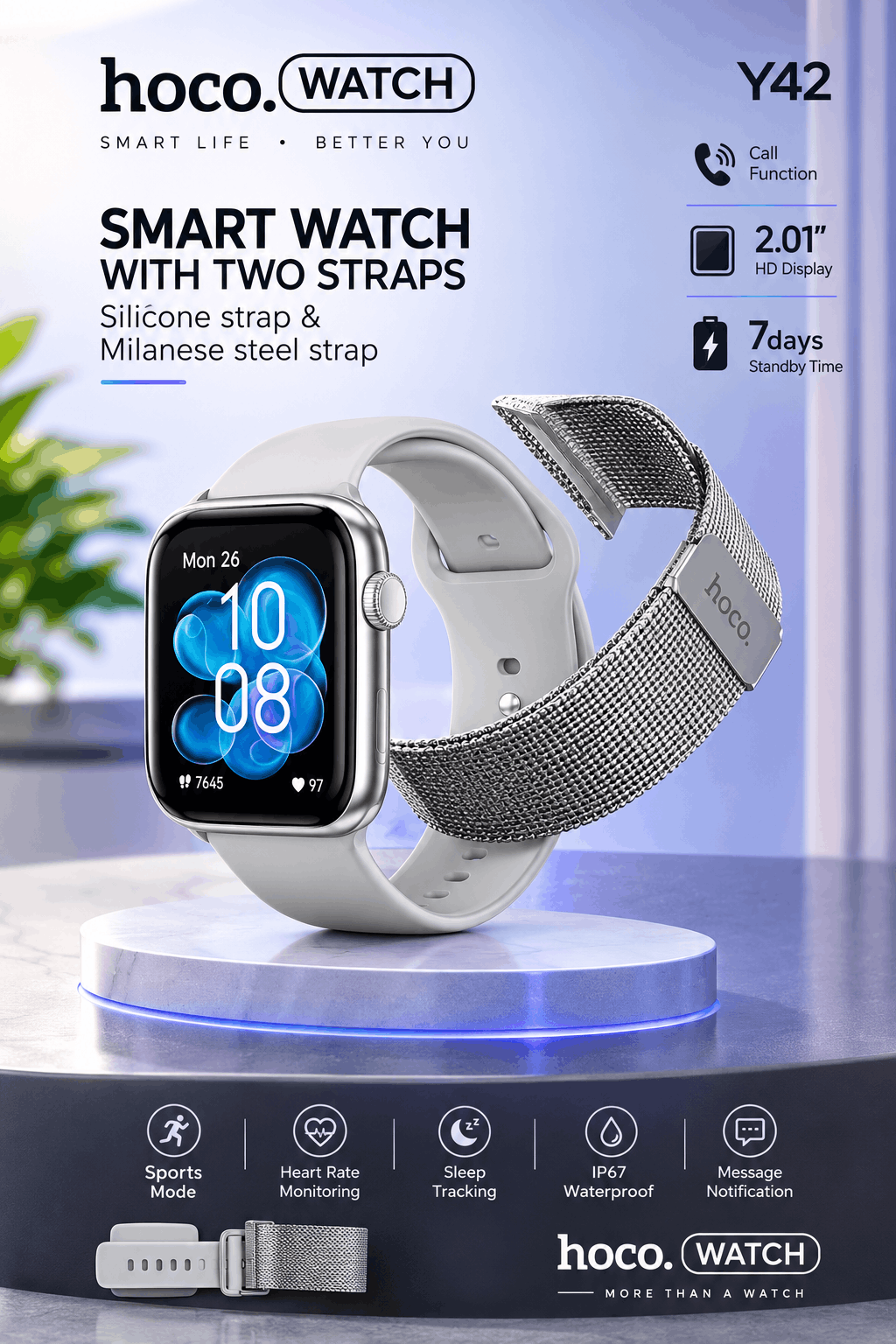 Hoco Y42 Ultra Smart Watch with Bluetooth Calling and 2 Straps