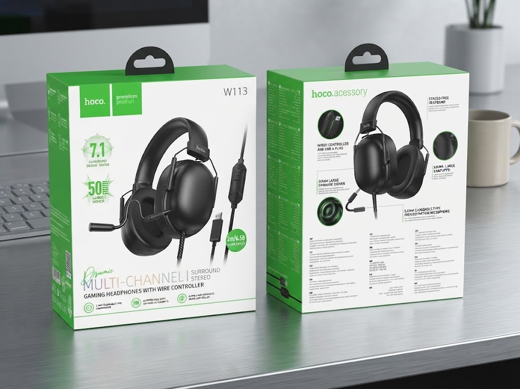Hoco W113 Dynamic 7.1 Surround Sound USB Gaming Headphone - Image 4
