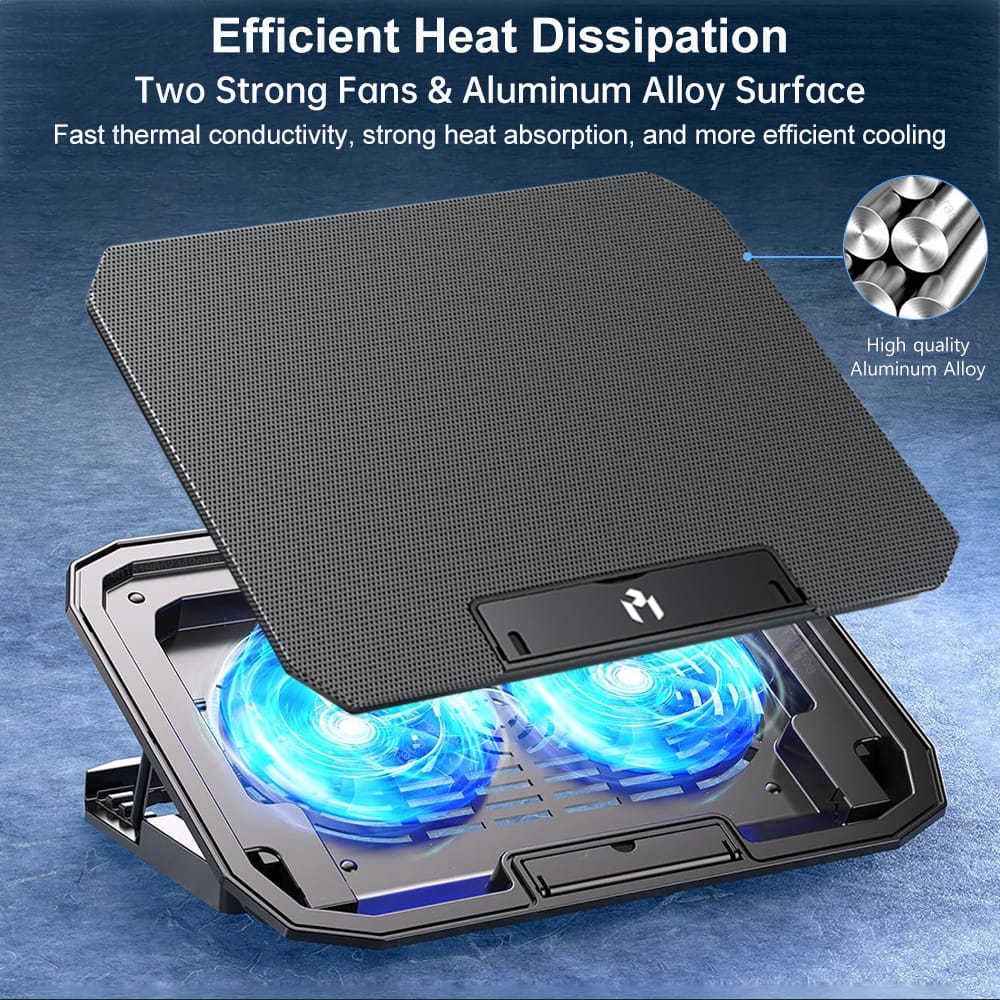 Universal 13–17" Aluminum Alloy Laptop Cooling Stand with Fan - Image 2