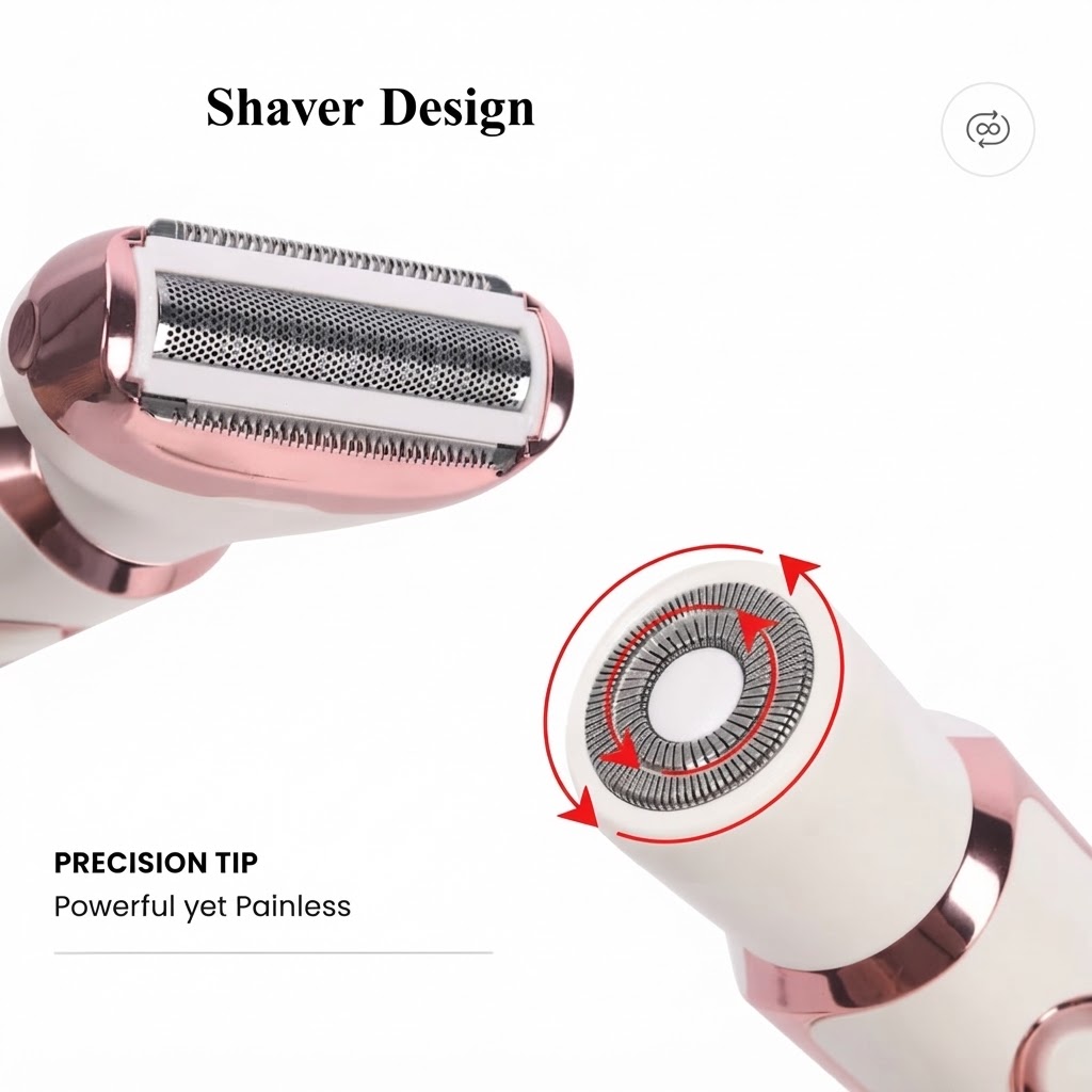 SN-8866 4-in-1 Rechargeable Lady Shaver Beauty Grooming Kit - Image 4