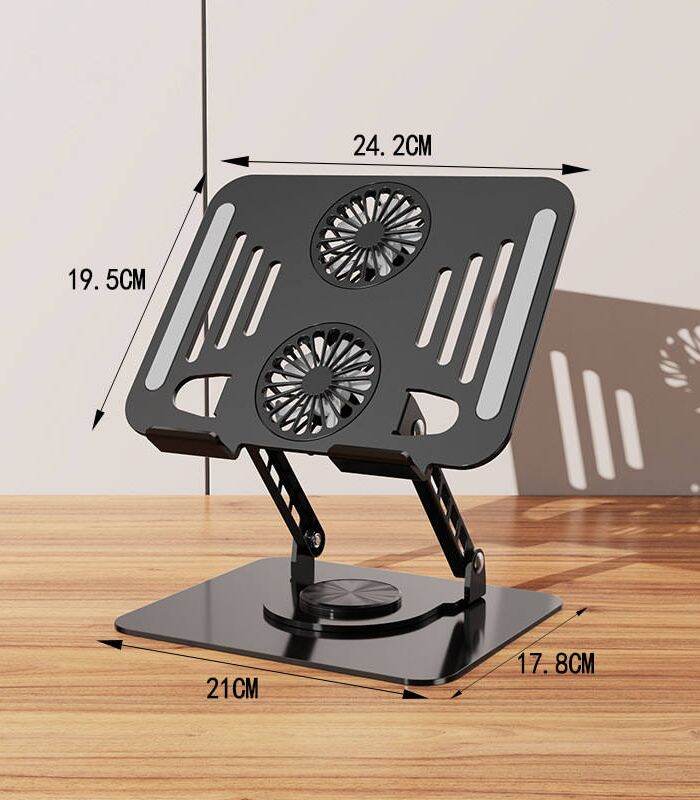 360° Rotating Aluminum Laptop Stand with Dual Cooling Fans - Image 5