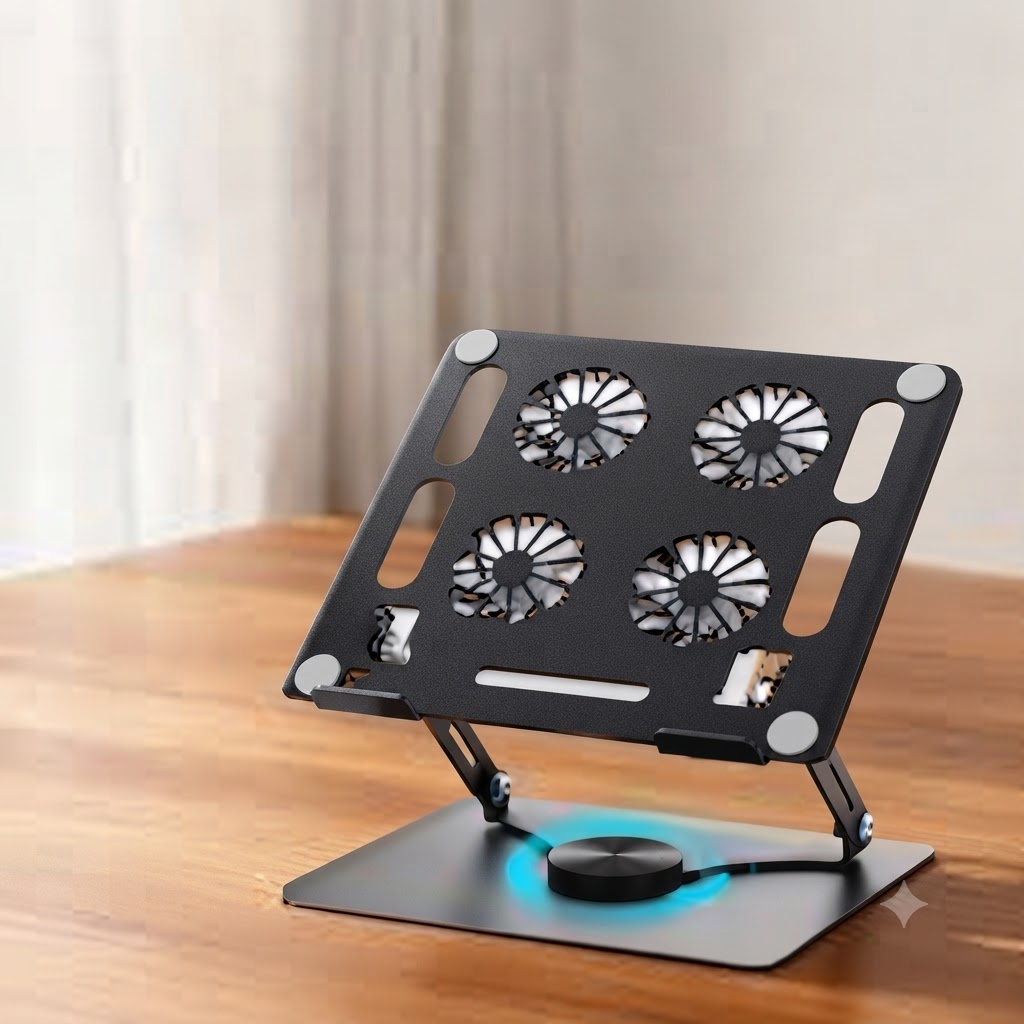 YL-912 360° Rotating Laptop Cooling Stand with Quad Fans - Image 3