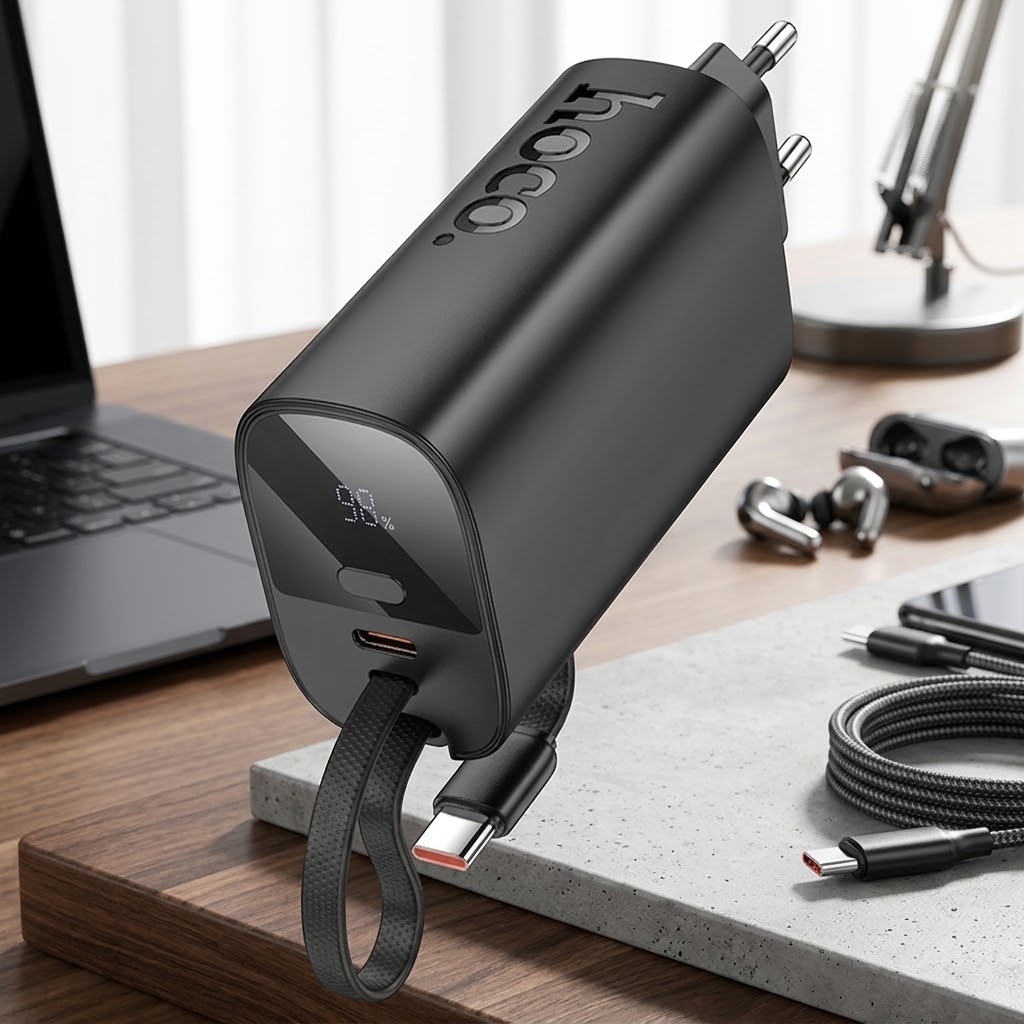 Hoco J148 Handy 5000mAh PD20W Power Bank with Built-in Type-C Cable & LED Display - Image 4