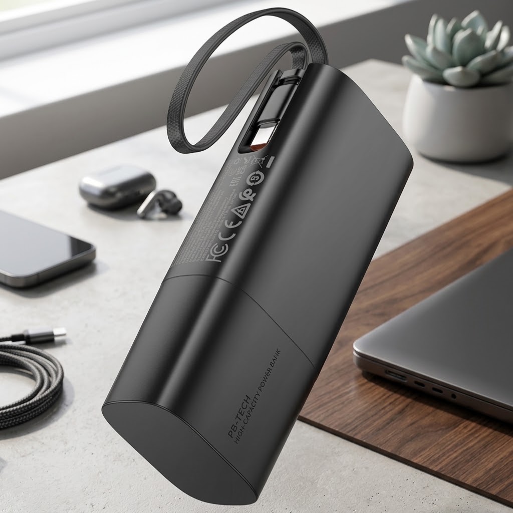 Hoco J148 Handy 5000mAh PD20W Power Bank with Built-in Type-C Cable & LED Display - Image 3