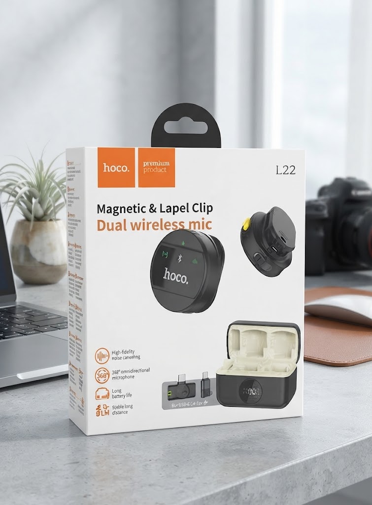 Hoco L22 Bright 2-in-1 Wireless Lavalier Microphone Type-C Lightning