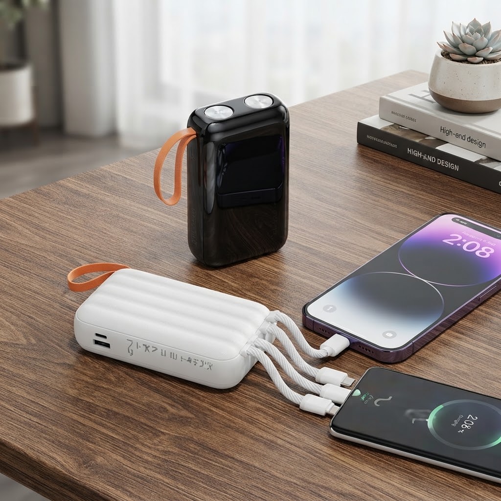 Hoco J151 Spirit 10000mAh 10W Power Bank with 4 Built-in Cables & LED Display - Image 2