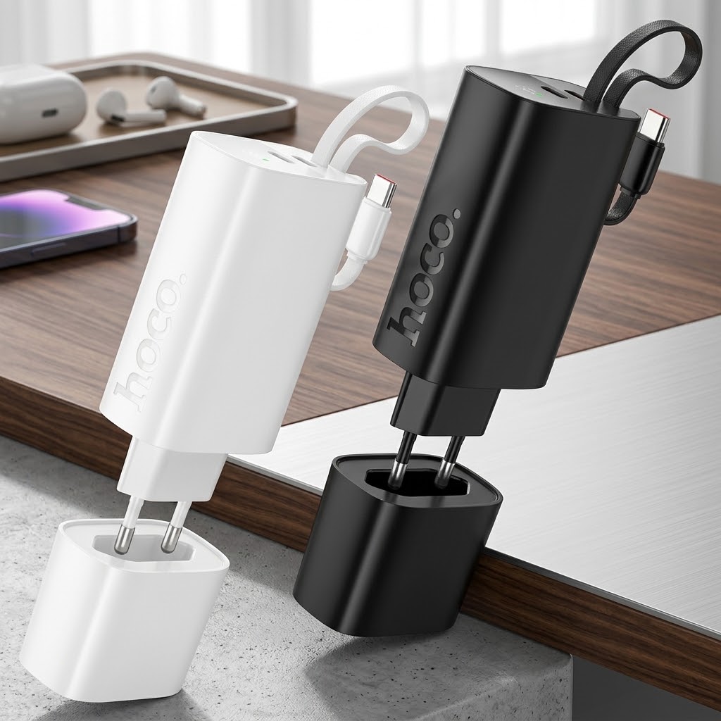 Hoco J148 Handy 5000mAh PD20W Power Bank with Built-in Type-C Cable & LED Display - Image 2