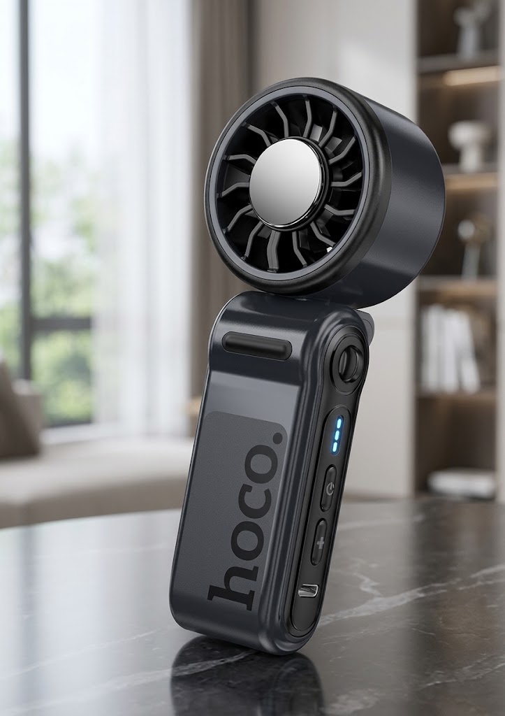Hoco HX604 Ice-Cool Dual Cooling 3-in-1 Portable Foldable Fan – 3000mAh - Image 2