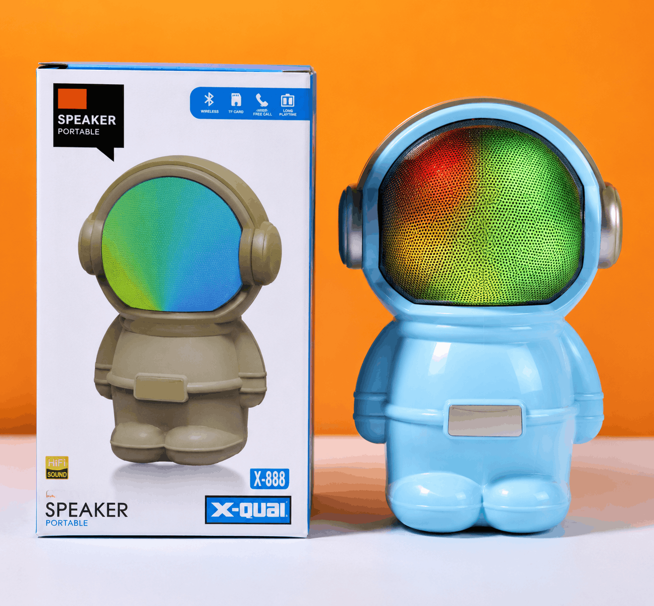 Wrader X808 Portable Bluetooth Speaker with RGB Light and Astronaut Design
